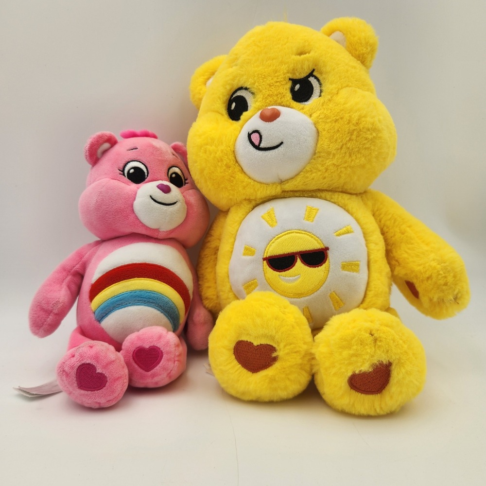 Care Bears Plush Set Funshine Bear Yellow 11in Cheer Bear Pink‎ 9in 2020 Lot